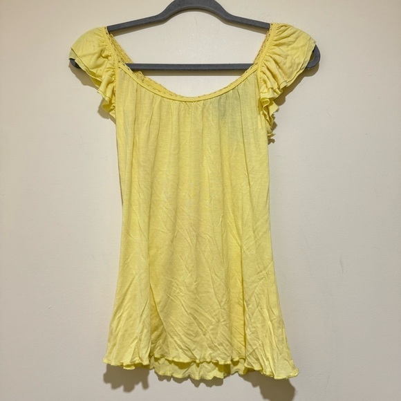 Women’s Y2K Dex Brand Yellow Lettuce Trim Flowy Soft Summer Tank Top Size: L - Picture 5 of 15